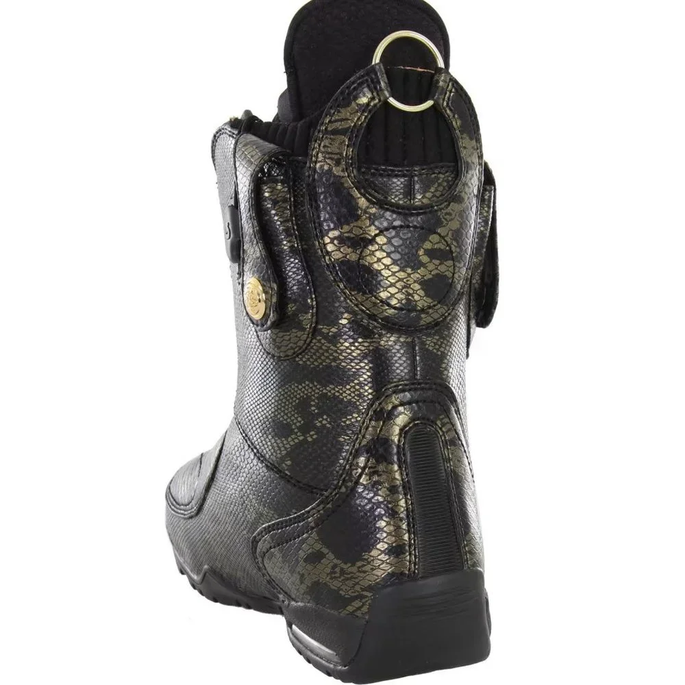 NEW $295 Burton Modern Womens Snowboard Boots! 5 6  Black & Gold Snakeskin Bling